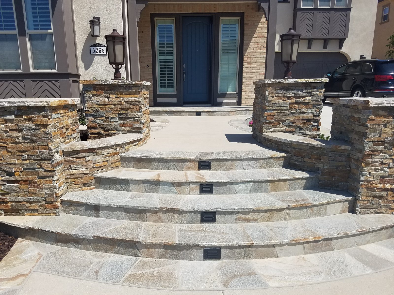 Fre Xie Residence &mdash; Stacked-stone entry steps and planting