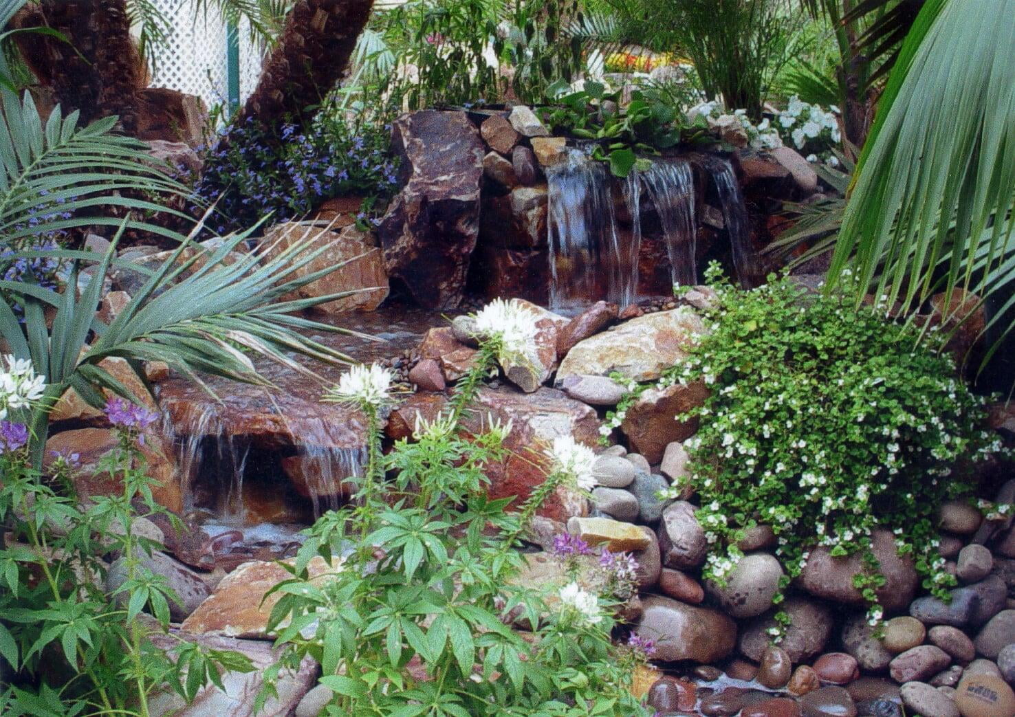 Pondless stone water feature